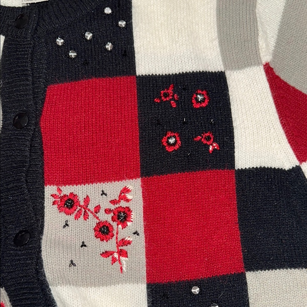 Graff Women's Red And Black Patchwork Cardigan Em… - image 3